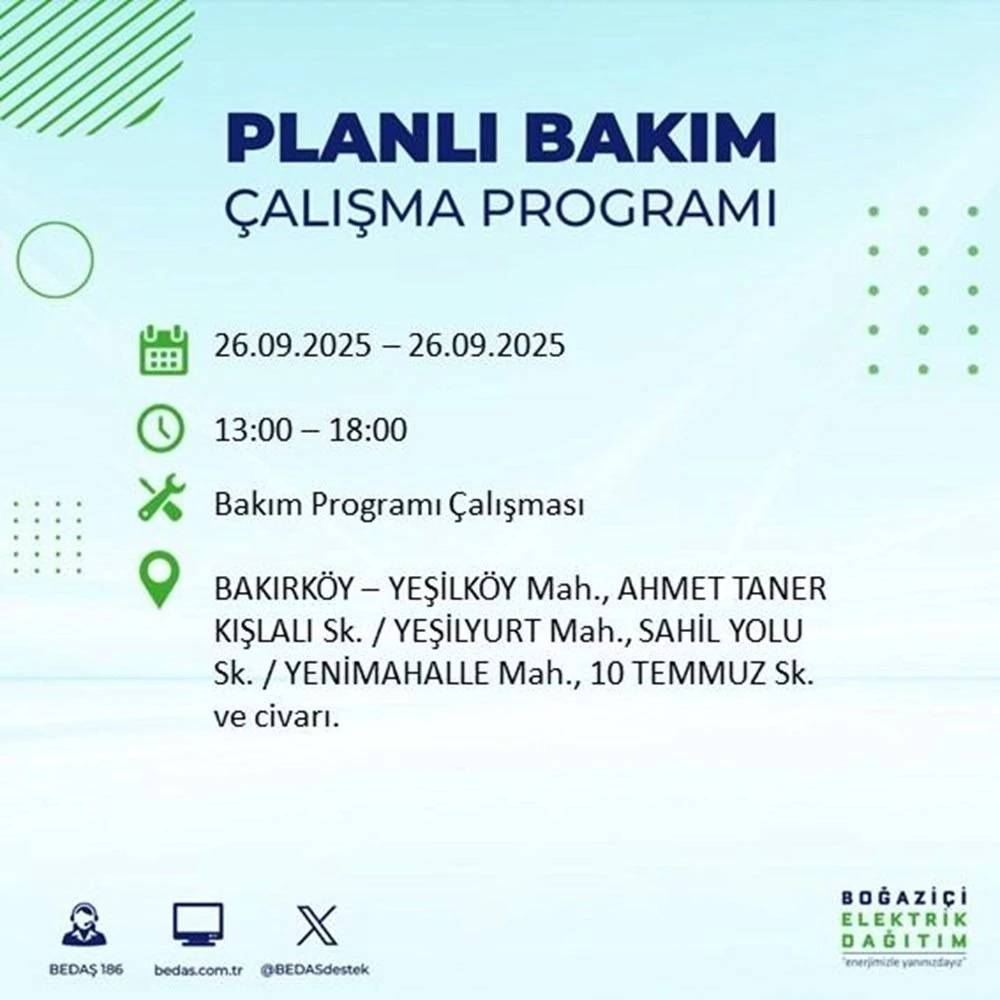 İstanbul’da elektrik alarmı! 23 ilçede 10 saatlik kesinti listesi açıklandı 24